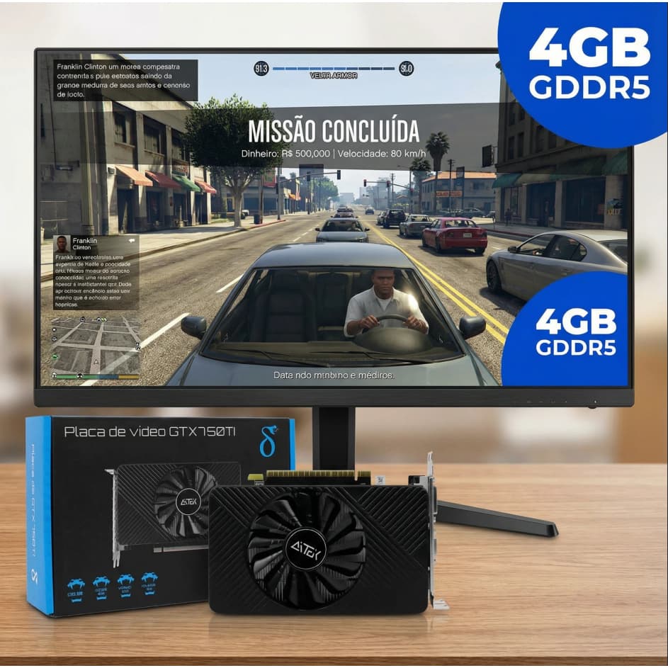 Placa de Vídeo GTX 750 Ti 4GB GDDR5 Gamer Recondicionada | GTA 5, Roblox, Minecraft, FIFA | PCI-E