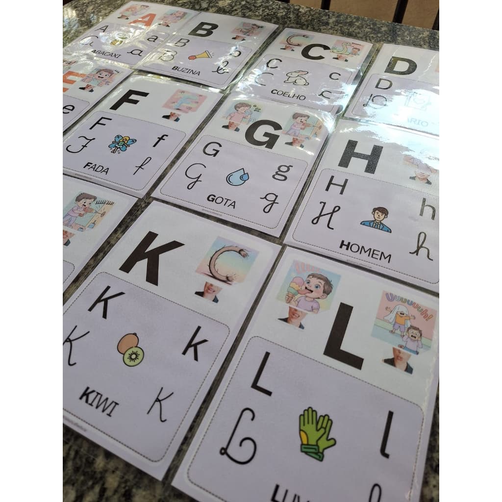 26 Fichas do Alfabeto Plastificado A5 | Consciência Fonológica e Fonêmica | Alfabetização Infantil | Material Pedagógico