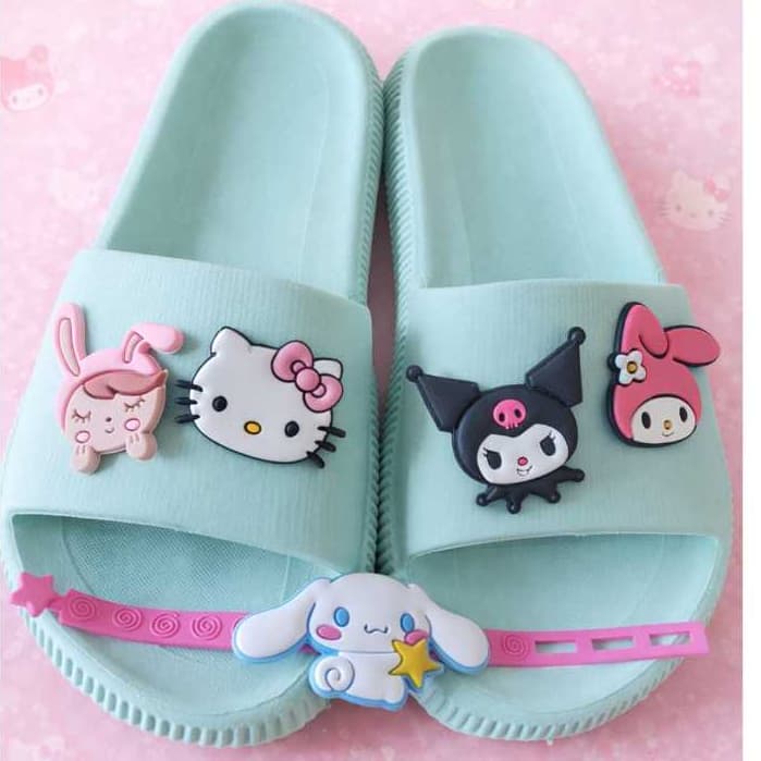 CHINELO NUVEM SLIDE MENINAS HELLO E SUA TURMINHA + PULSEIRA