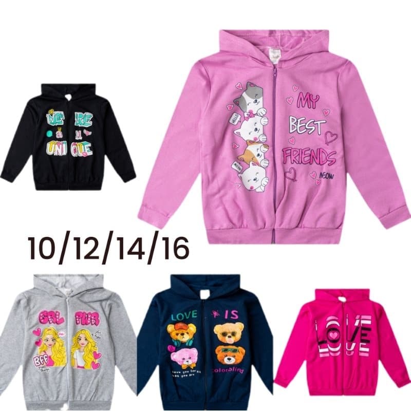 Moletom Casacos feminino inverno Kit 3 jaquetas avulsas (Flanelados) infantil/juvenil