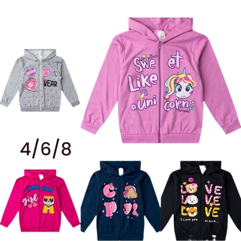 Moletom Casacos Femininos de Inverno dos Tamanhos  4/6/8/10/12/14"AVULSA"