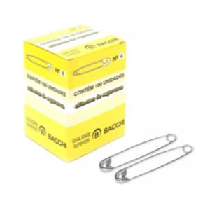 Alfinete De Segurança Prata N°. 00, 000, 1, 3, 4, 5,  Com 100 Unidades Bacchi Prata