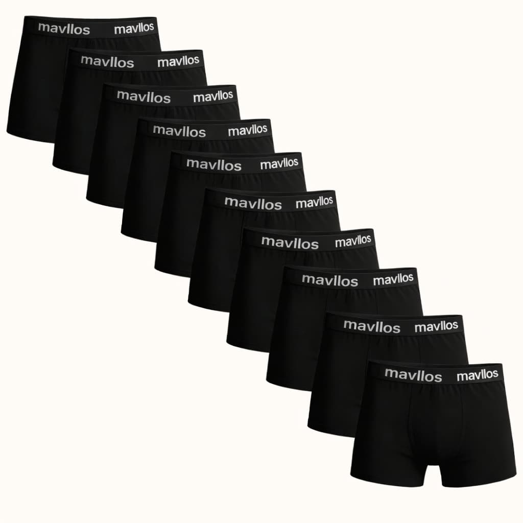 Kit Cueca Boxer Masculina Microfibra Premium com Forro Algodão Preta