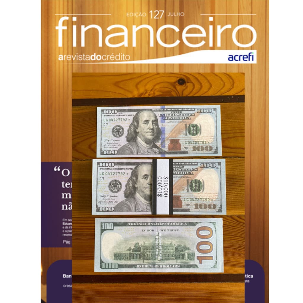 Revista Financeira Papel Premium Cédulas Cenográficas de 100 Dólares para aprender a gerir dinheiro