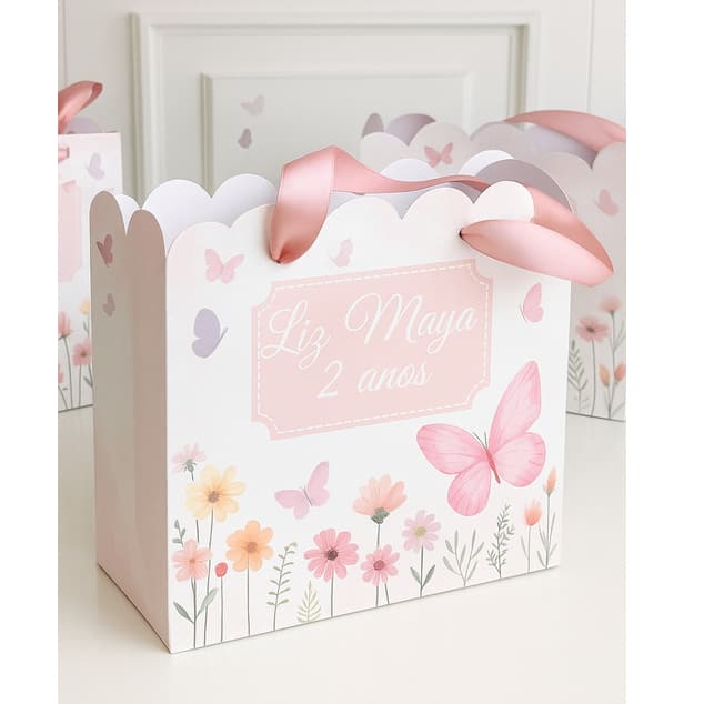 🎀 Sacolinha Personalizada Jardim de Borboletas – Lembrancinhas de Festa Infantil - JA VAI MONTADA -  🎀