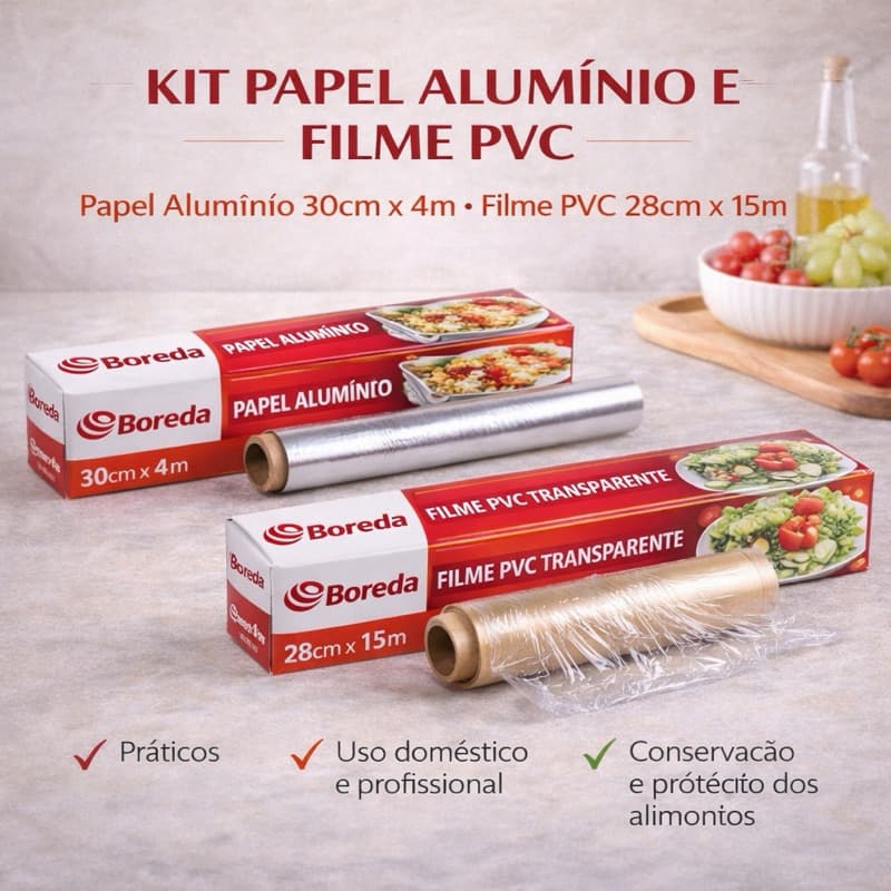 Kit 2 Filme PVC Transparente Boreda + 2 Papel Alumínio Boreda