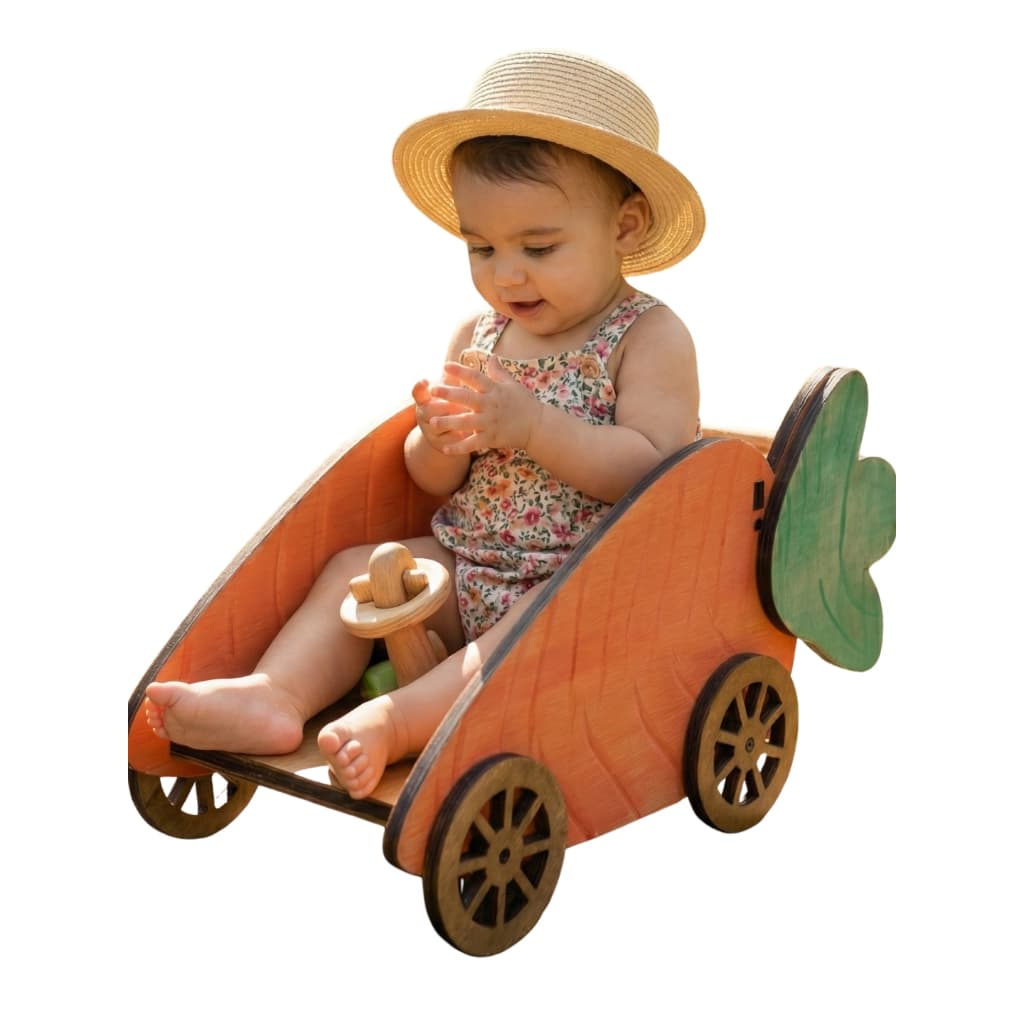 Carrinho Cenoura de Madeira para Fotografia Newborn e Bebê Props de Páscoa