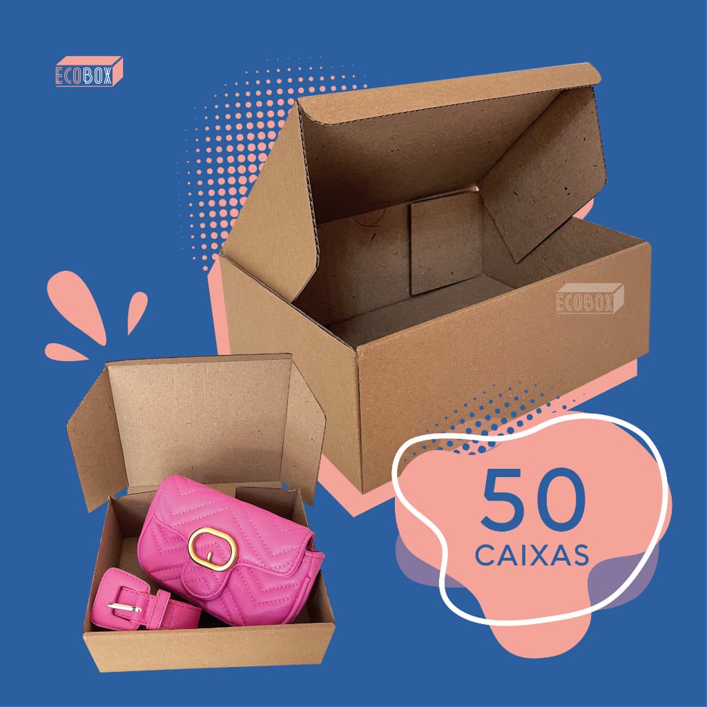 Kit 50, 20 ou 10 Caixas de Papelão Kraft Para Envios E-Commerce 20x16x7cm