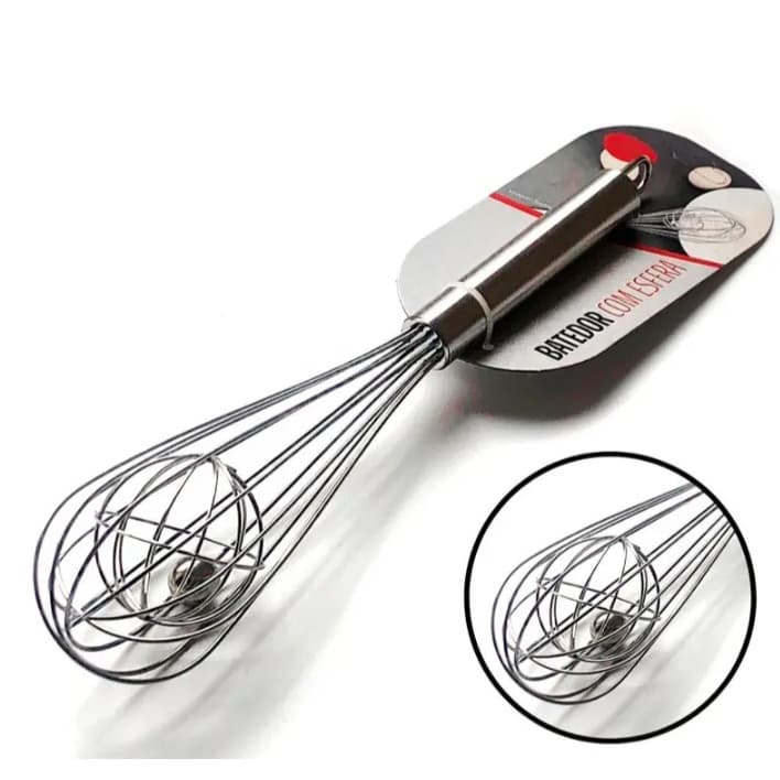 🥄 Batedor de Ovos Manual em Aço Inox – Cozinha Prática e Eficiente