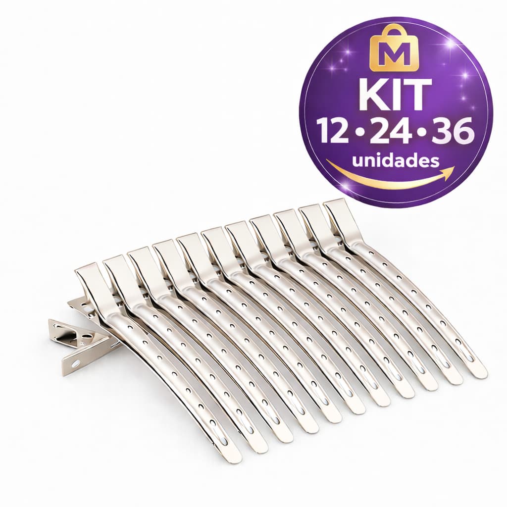 Kit 12 / 24 / 36 Presilhas de Metal Bico de Pato para Cabelo – Profissional Salão e Penteado