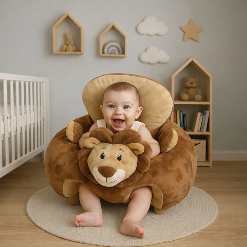Assento de Bebê Estofado Multiuso Cadeirinha Sofazinho para Sentar Menino e Menina 3 a 8 Meses