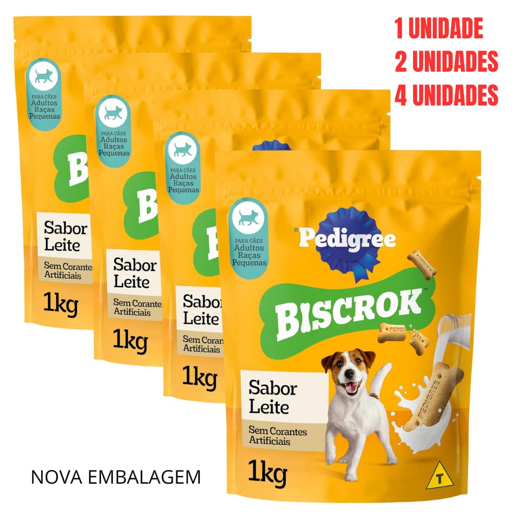 PETISCO PEDIGREE BISCROK RAÇAS PEQUENAS 01 KG (NOVA EMBALAGEM) KIT 01/02/04 UN