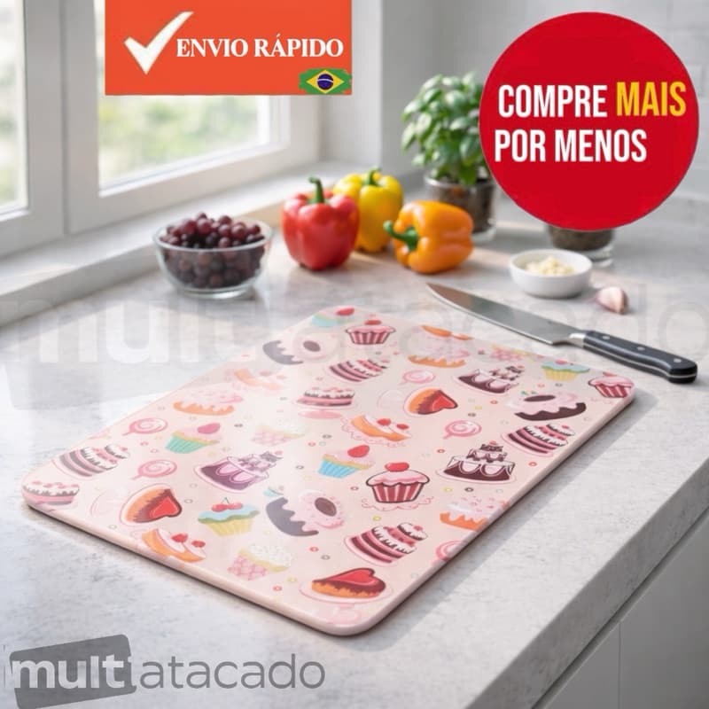 Tábua de Corte Cozinha Em vidro temperado 30CMX20CM tábua rosa churrasco tábua de vidro antiderrapan