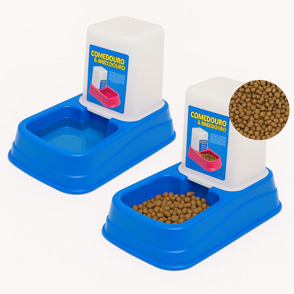 Bebedouro e Comedouro Automático Pet Dupla Função para Cães e Gatos