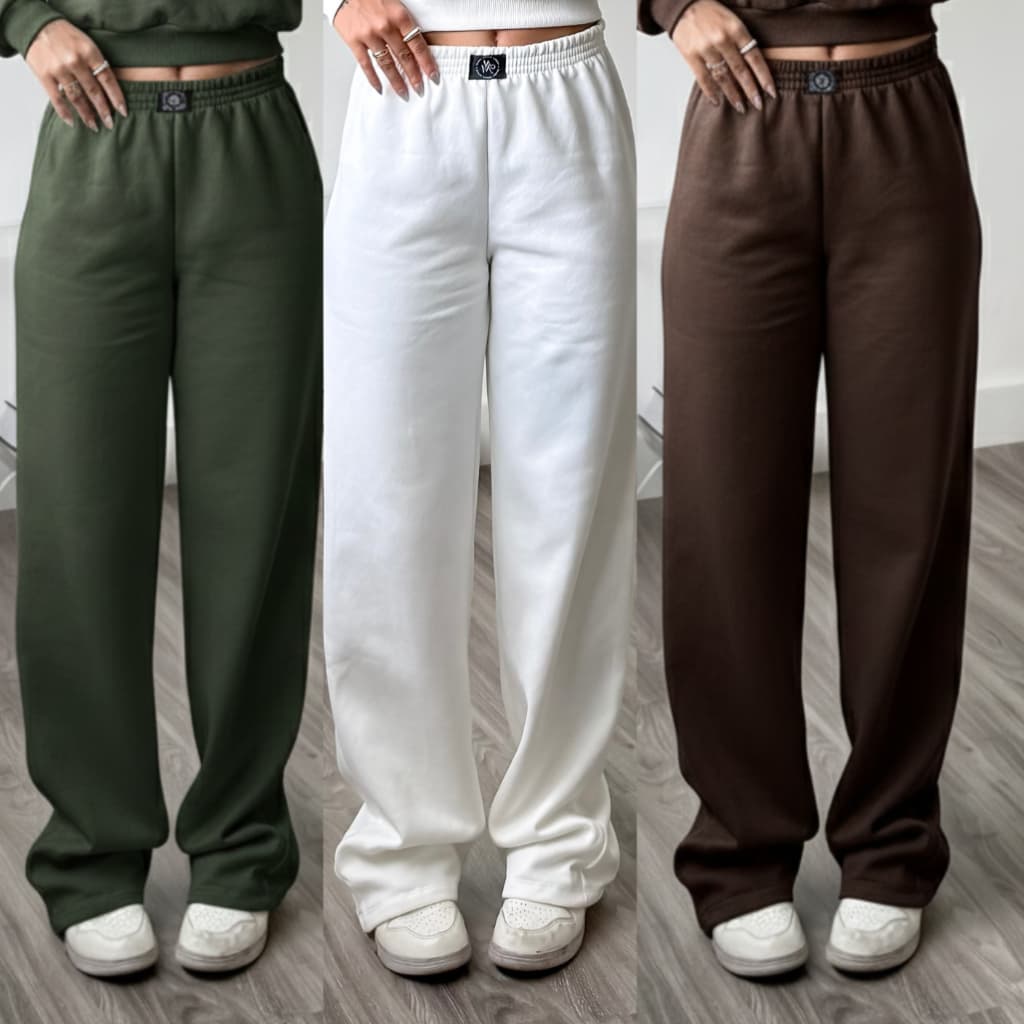 Calça Pantalona Feminina Cintura Alta no moletom confortável e estilosa Calça Wide Leg Moletom Feminina conjunto moletom