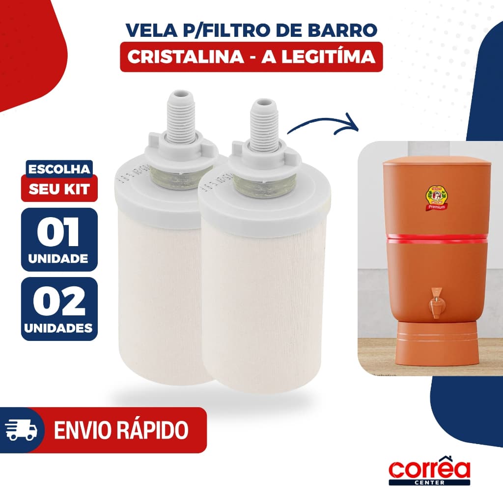 Vela para Filtro de Barro A Legítima – Refil Cerâmico Universal – Alta Filtração – 1 ou 2 Unidades