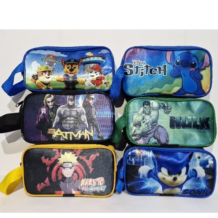 Estojo Escolar Infantil Duplo com Alça - 2 Divisórias , meninos e meninas Personagens  ENVIO IMEDIATO