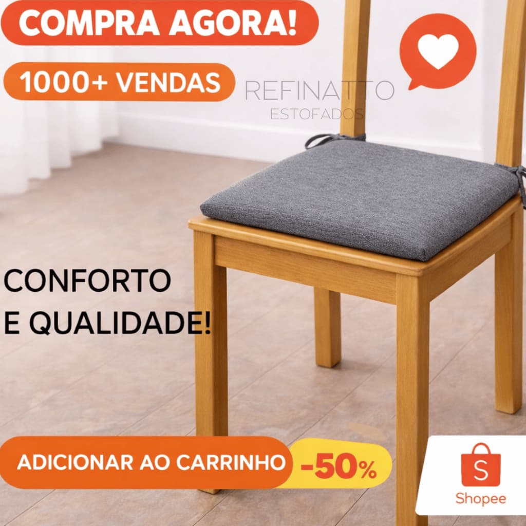 Kit de almofadas MINIMAL para cadeira -  40x40 - LINHO - Espuma confortável com Amarração