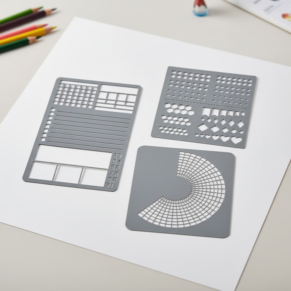 Kit 3 Régua Stencil Controle Hábitos Planner Agenda Lista A5