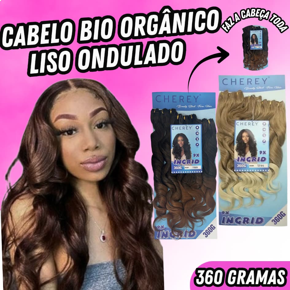 Cabelo Liso Ondulado Bio Orgânico  na Tela para Mega Hair Entrelace