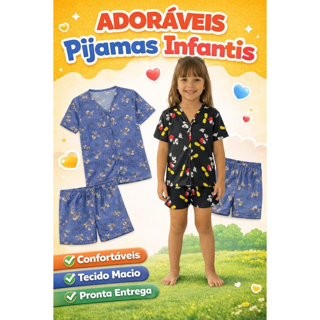 Pijama Infantil Verão – Conforto, Estilo e Personagens que as Crianças Amam!