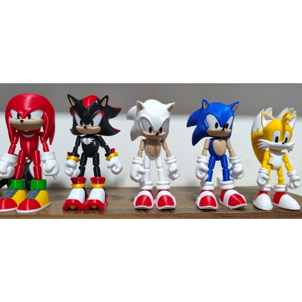 Boneco Sonic + sua turma Articulados de 10,5 cm a 11cm-Estilo Dummy Colecionavel- Impressão 3D Premium