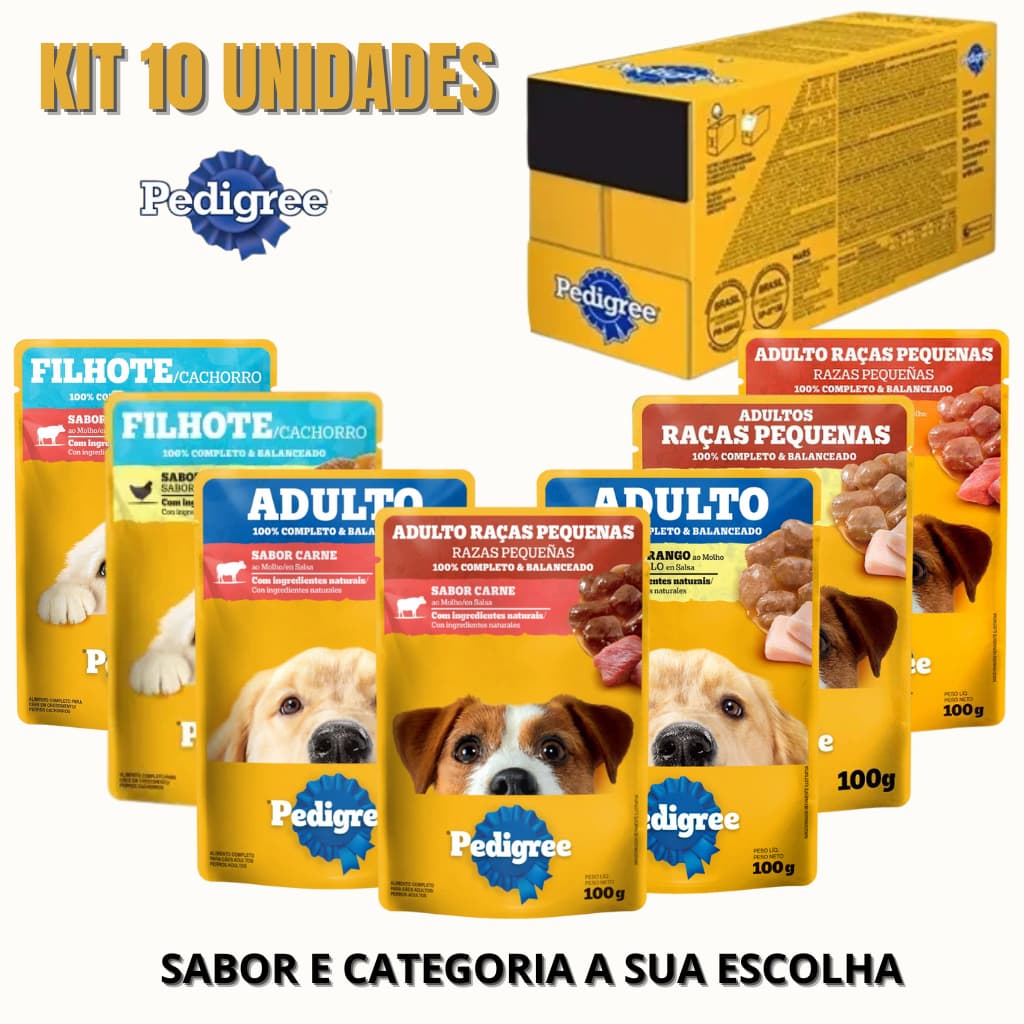 PEDIGREE SACHÊ 100G SABORES A SUA ESCOLHA KIT 10/18/36 UND