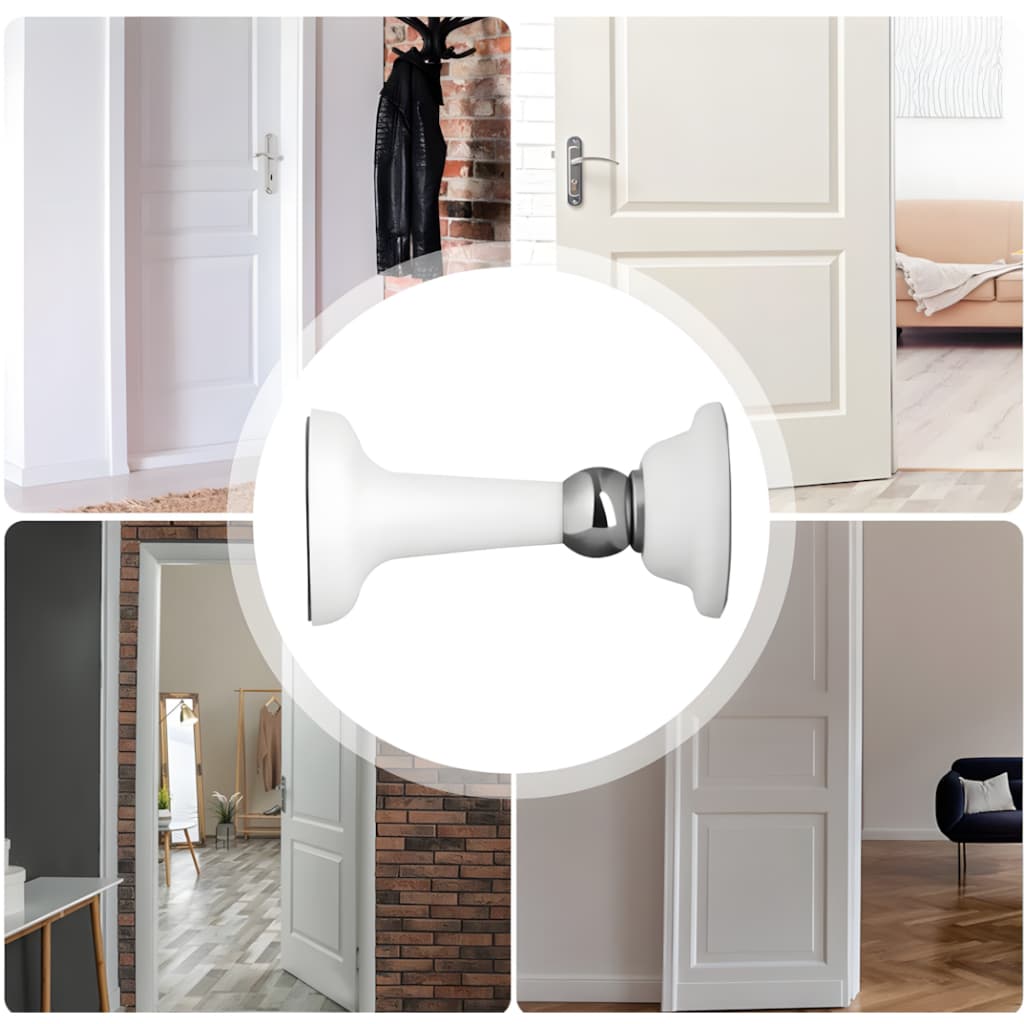 Trava Prendedor Batetor Fixador Porta Imã Magnético Adesivo Inox cor Branco Modelo Longo e Modelo Curto