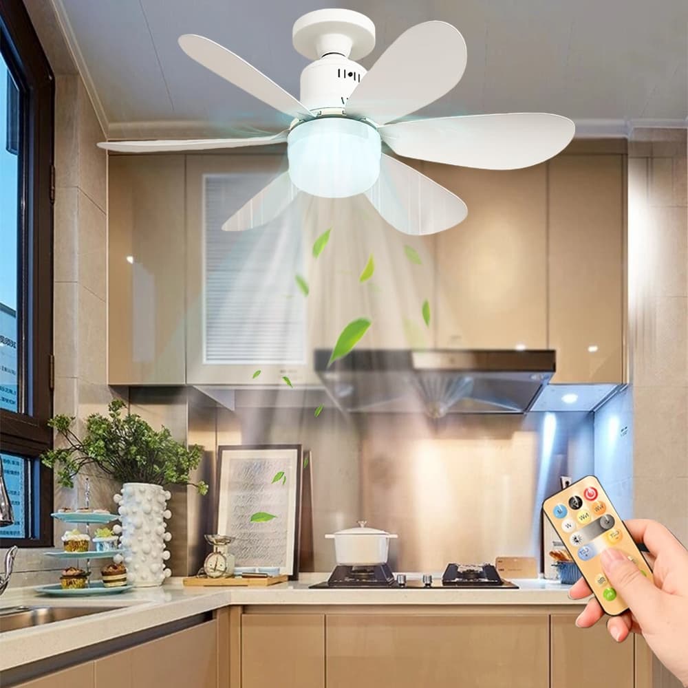 Ventilador Lâmpada De Teto Com Luz Wind Light Silent Controle Remoto