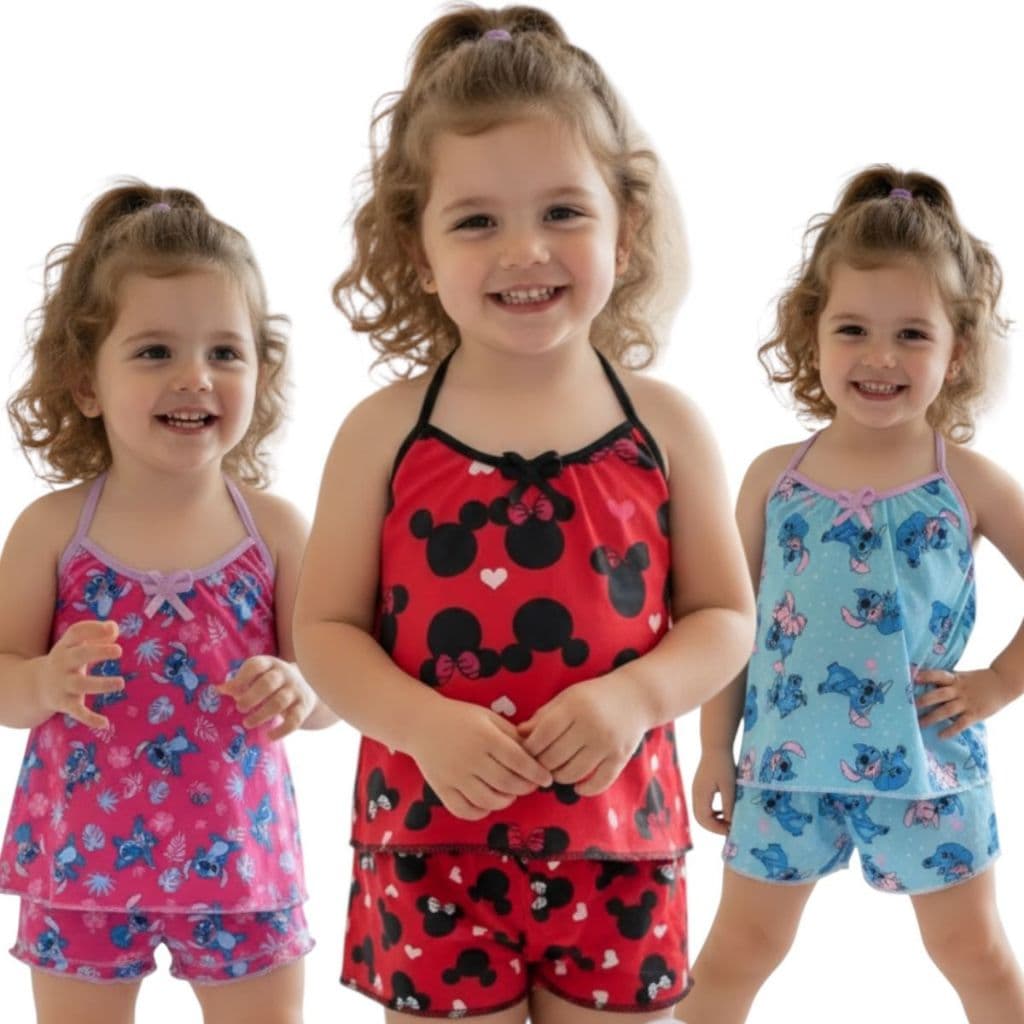 Pijama Infantil Baby Doll Estampado com Short Roupa de Dormir