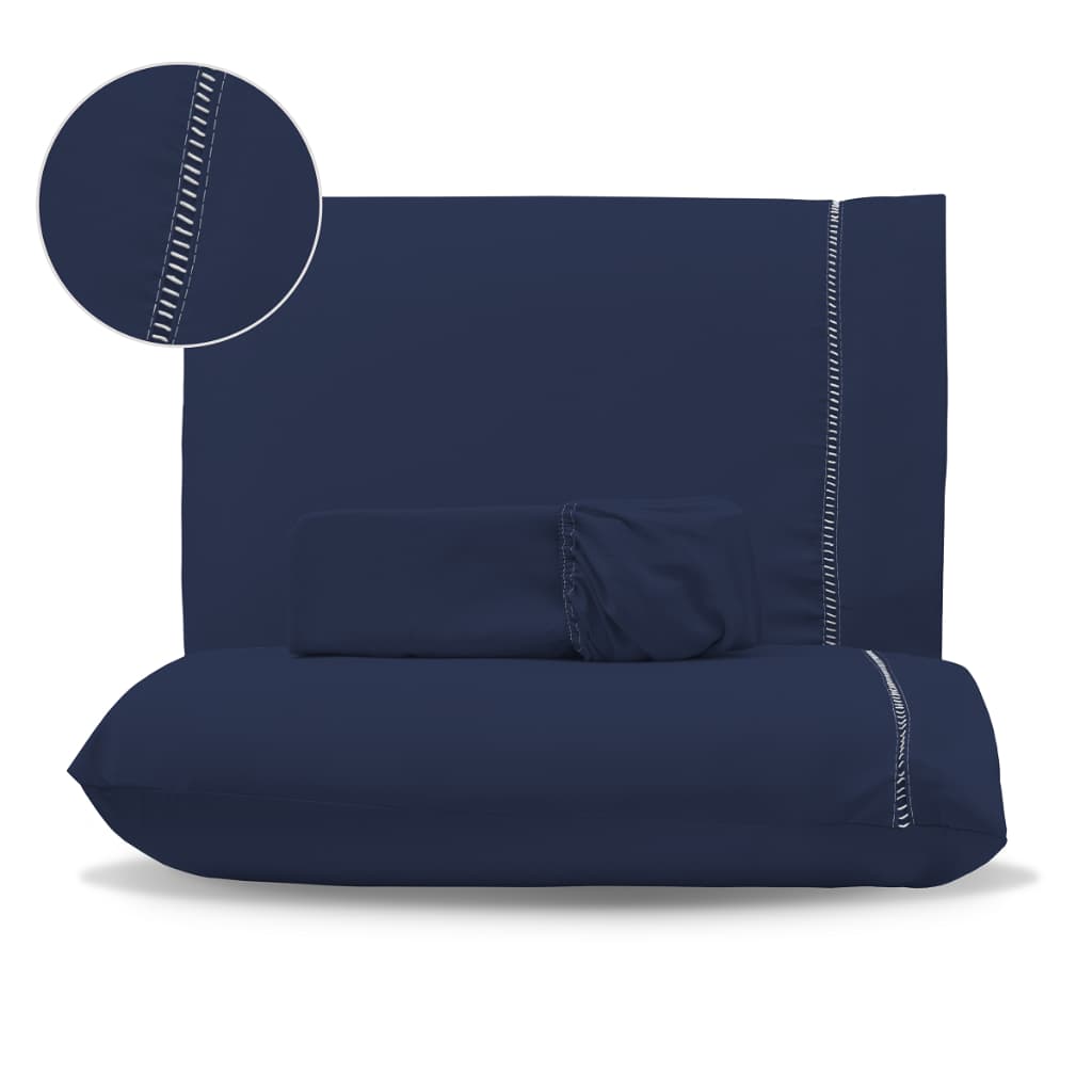 Jogo de Lençol Premium Com Elástico 400 fios Percal 3 Peças Ponto Palito