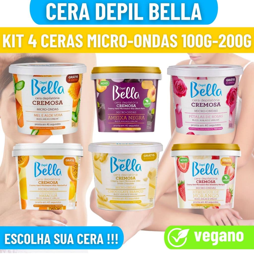 Cera Depilatória Micro-ondas Depil Bella Chocolate Branca Escolha 100g ou 200g