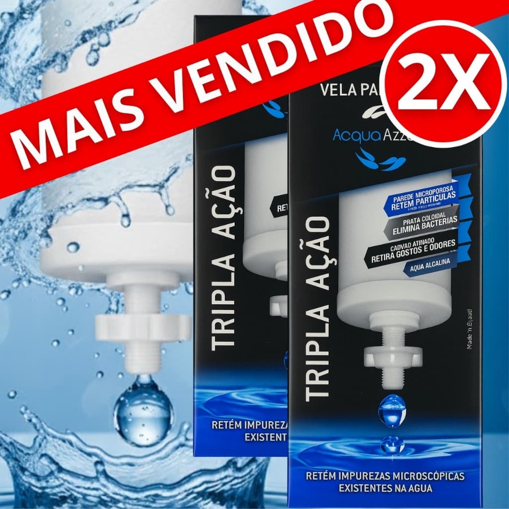 02 Velas Filtro de Barro Tripla Ação Carvão Ativado Alcalina - SERVE PARA TODOS FILTRO DE BARRO