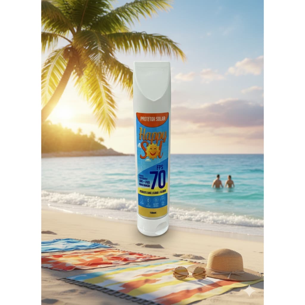 ANTISSINAIS, PROTETOR SOLAR HAPPY SOL, FPS 70, 150ML, ROSTO E CORPO,TOQUE SECO,