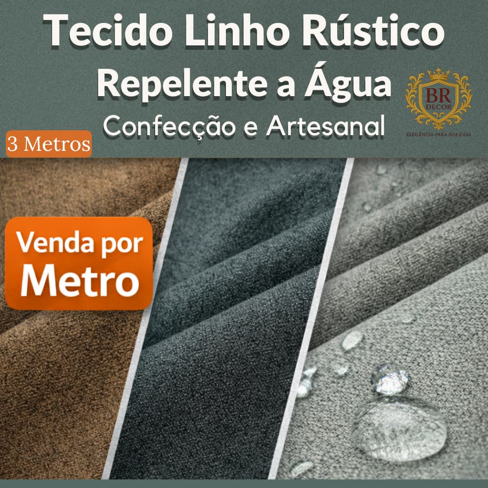 3m x 1,40m - Tecido Linho Rústico Hidro Repelente a Água - Confecção e Artesanal - Venda Por Metro