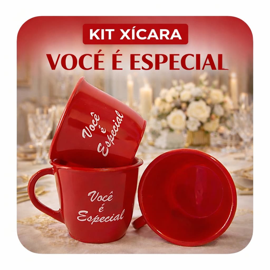 KIT 20 XICARAS PARA CAFÉ 70ML ESTAMPADAS "TE AMO" E "VOCE É ESPECIAL" ACRÍLICO CHÁ