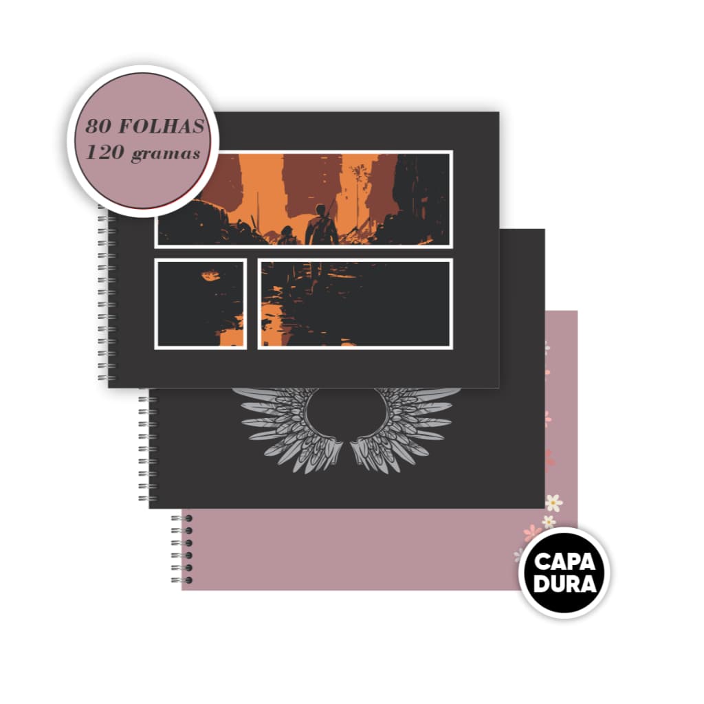 Sketchbook Caderno de Cartografia e Desenho 80 Folhas Offset 120g para Artistas A4 Capa Dura