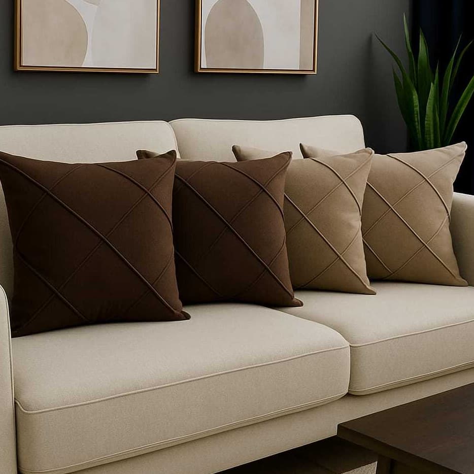 Kit 4Capas de Almofadas 45x45cm Drapeadas em Suede.