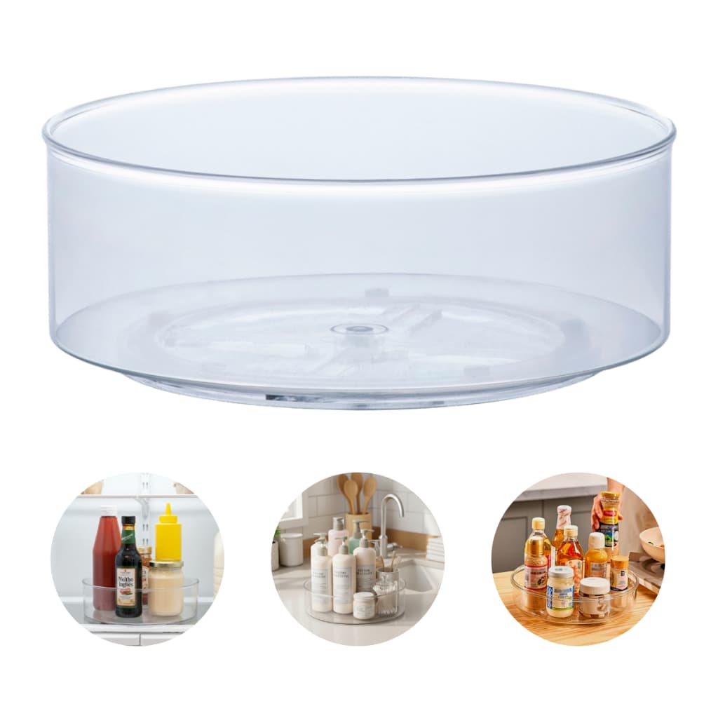 Organizador de Cozinha Pia Despensa Armário Banheiro Maquiagem Redondo Giratório 23Cm Transparente