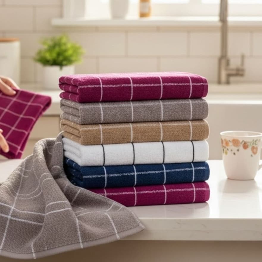 Kit 6 Panos De Prato Com Listras Atoalhado 100% Algodão 70x45Cm Cozinha Moderna