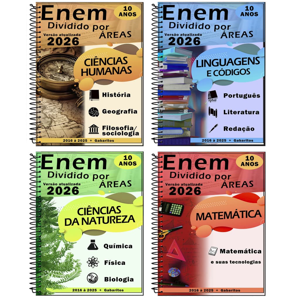 Kit Enem completo por áreas - Matemática, natureza, linguagens e humanas