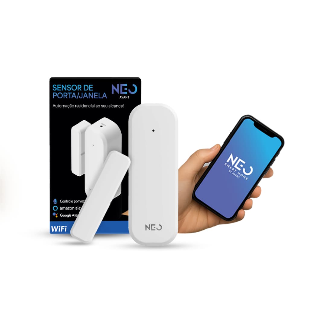 Sensor Porta e Janela Inteligente Wi-Fi 2.4 GHz ou Zigbee Sobrepor Branco Avant Neo