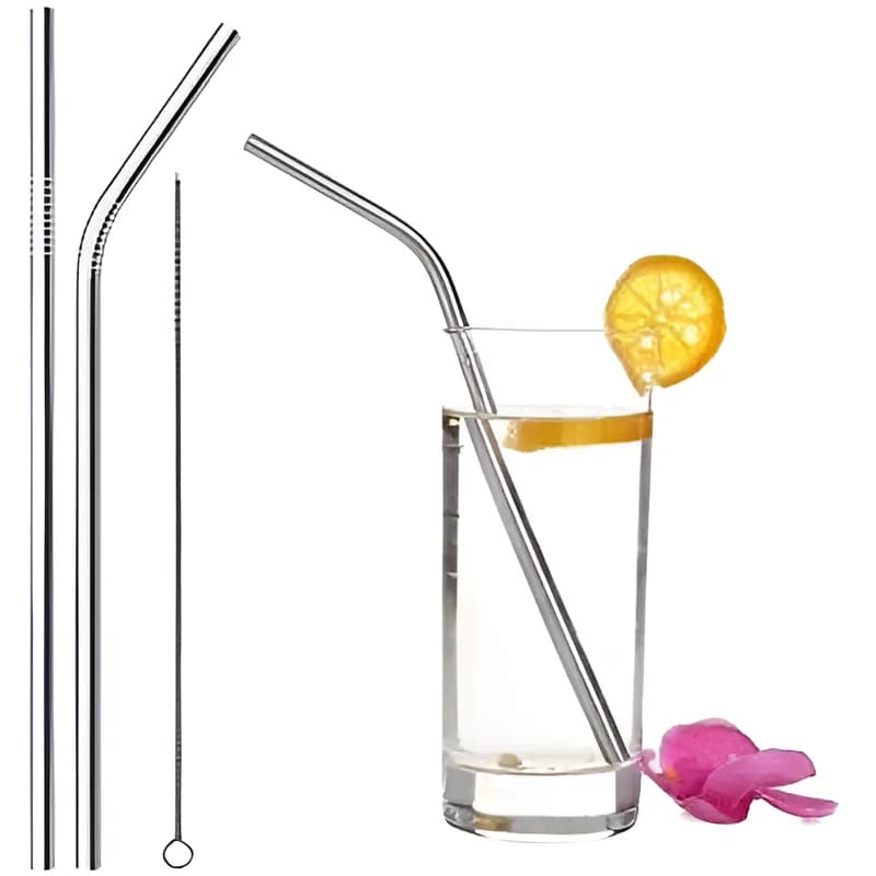 Kit 2 Canudos Inox Reutilizáveis + Escova Limpadora Metal limpeza mix bebida drink Festa Lavável