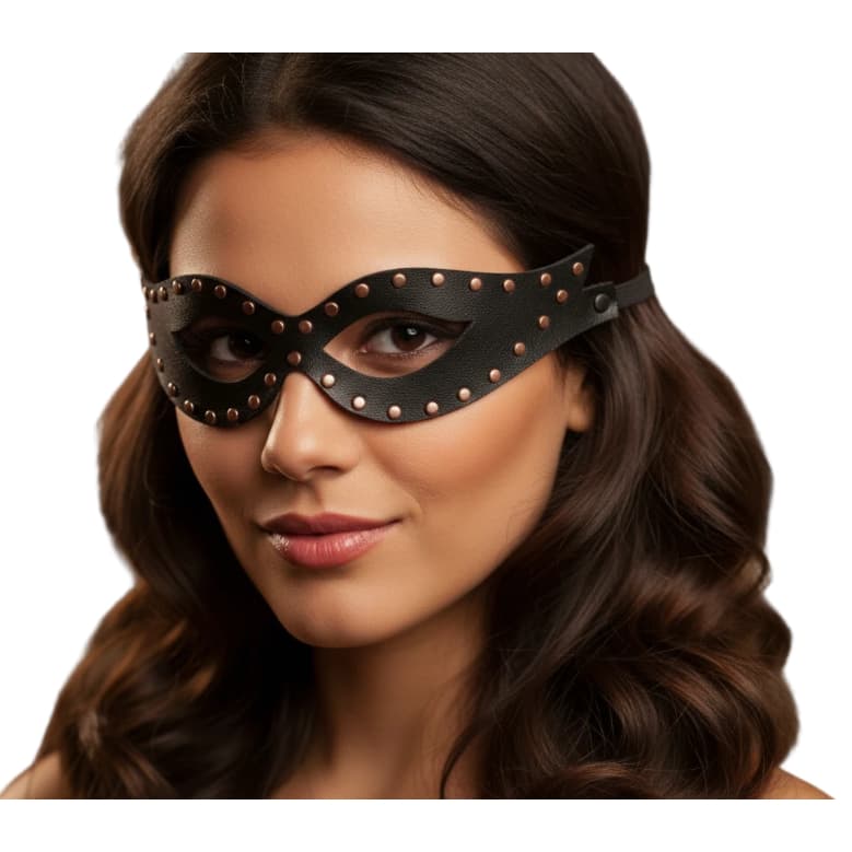 Máscara Tiazinha Com Rebites MM003 Couro Legítimo
