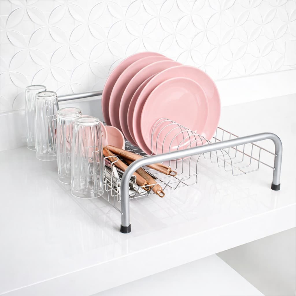 Escorredor De Louça  Cozinha Cama Grande Porta Talheres Copos em Aço Carbono 13 Pratos 6 Copos Bancada Envio Imediato