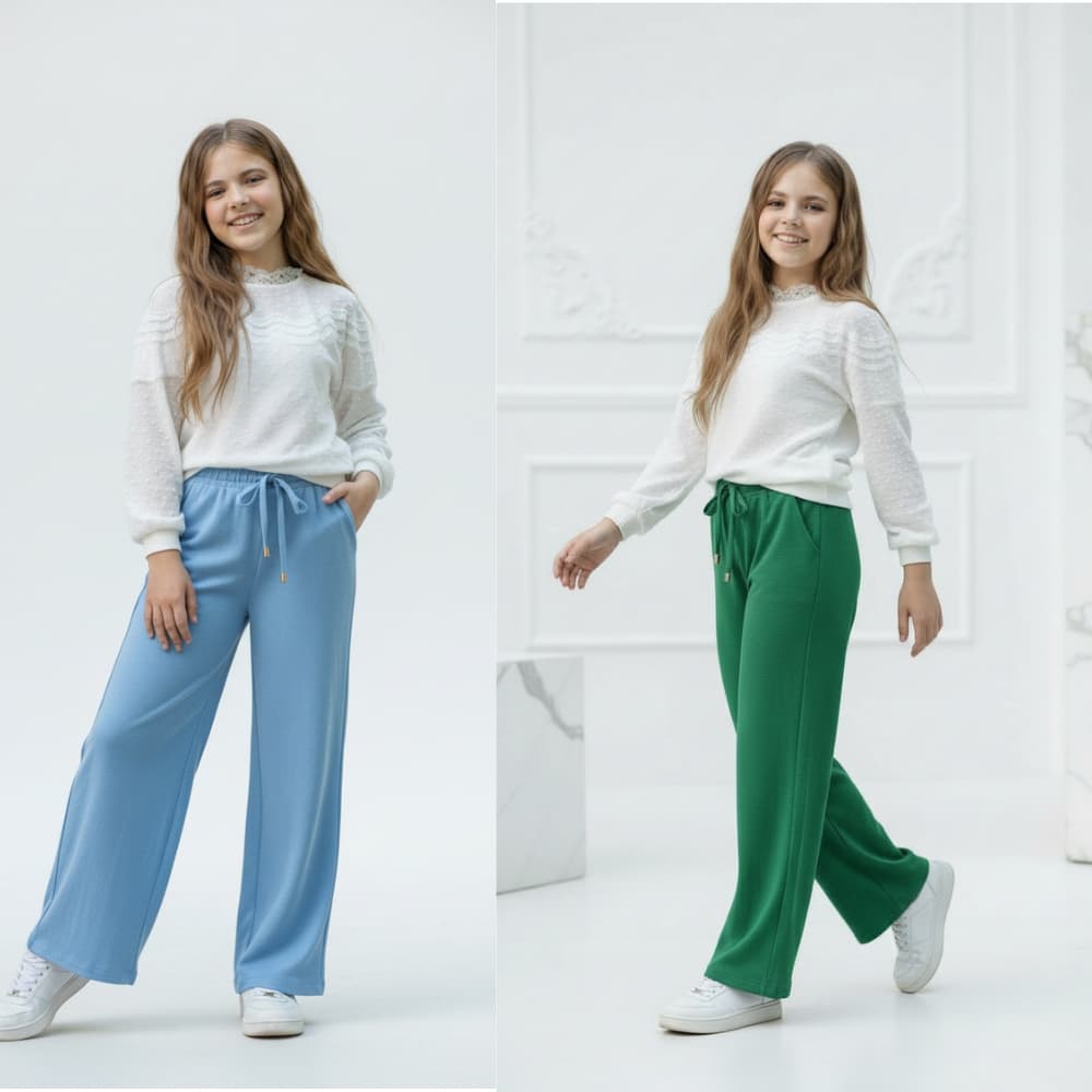 Calça Infantil Feminina Pantalona Soltinha Roupa Menina Princesa com Bolsos e Elástico na Cintura