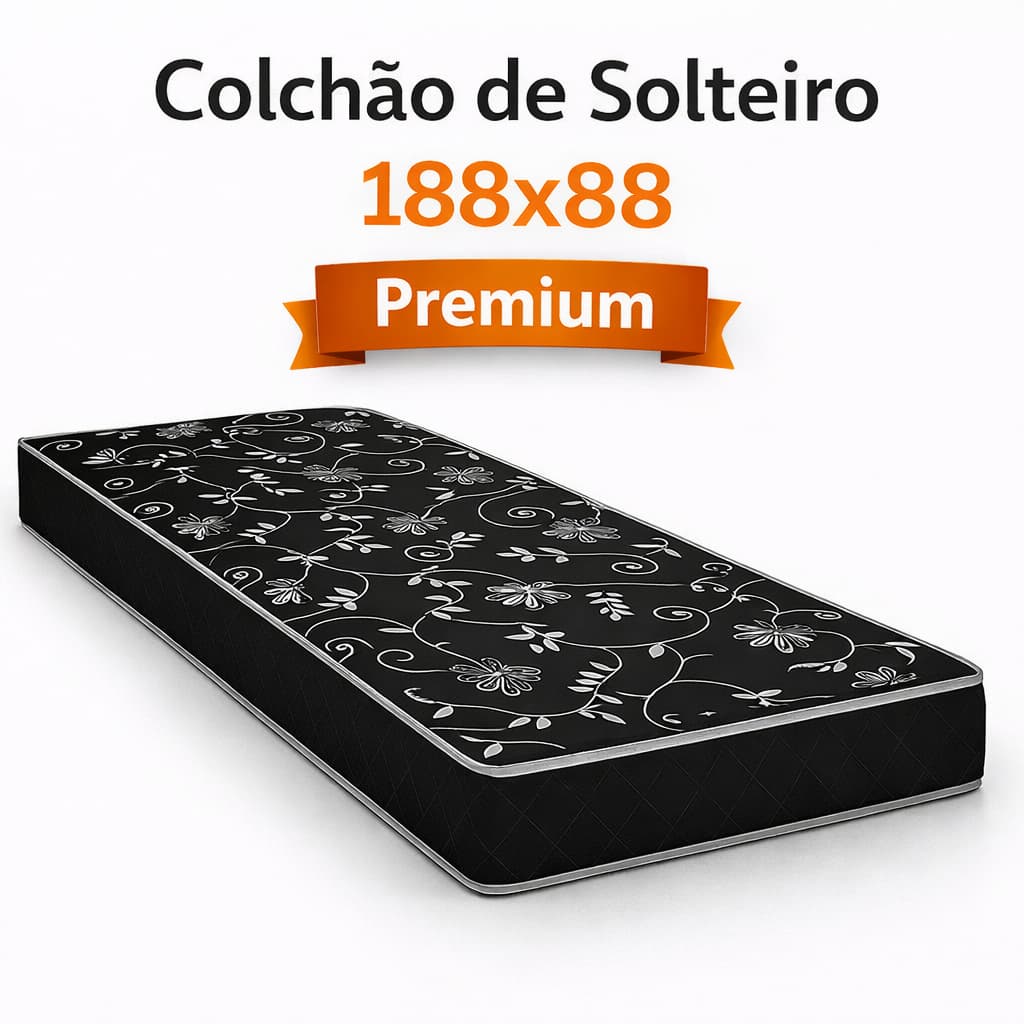 Colchão de Solteiro  D20 188x88x12 Selo Inmetro Alta Densidade 100% Espuma Antiácaro e Antialérgico