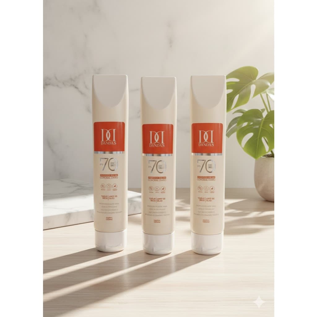 kit com 3 Antissinais, Protetor solar DANDAS Fps 70, 150 ml com Toque seco