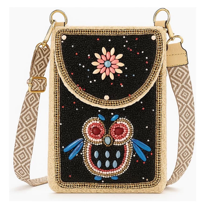 Bolsa Feminina de Miçanga Artesanal Porta Celular Alça Transversal Casual