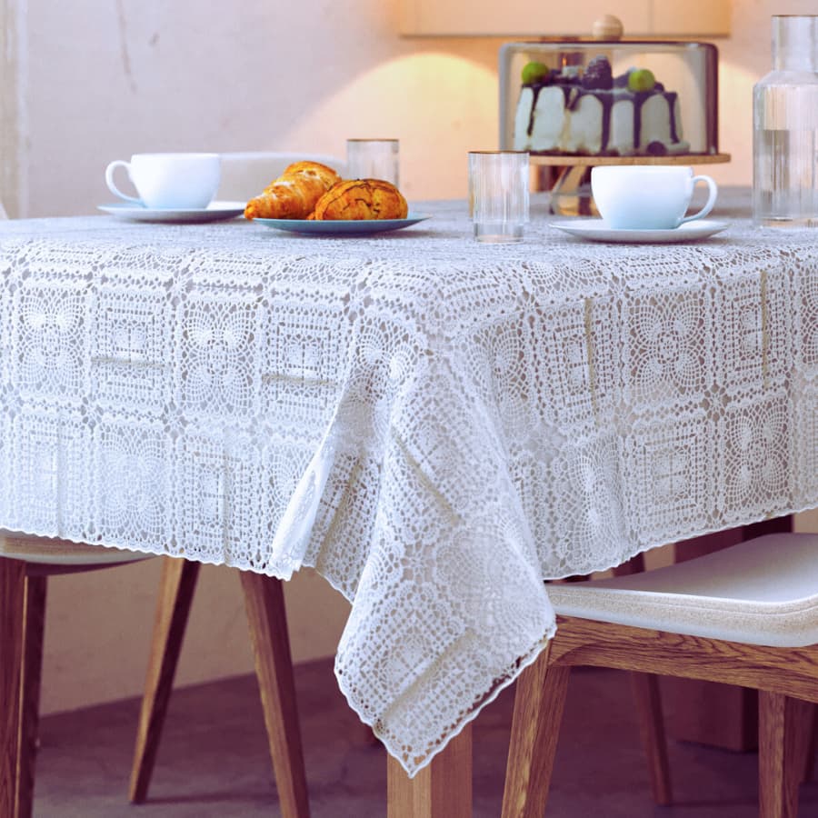 Toalha de Mesa Rendada Para 4 e 6 Lugares Várias Estampas Impermeável Decoração Plástico PVC